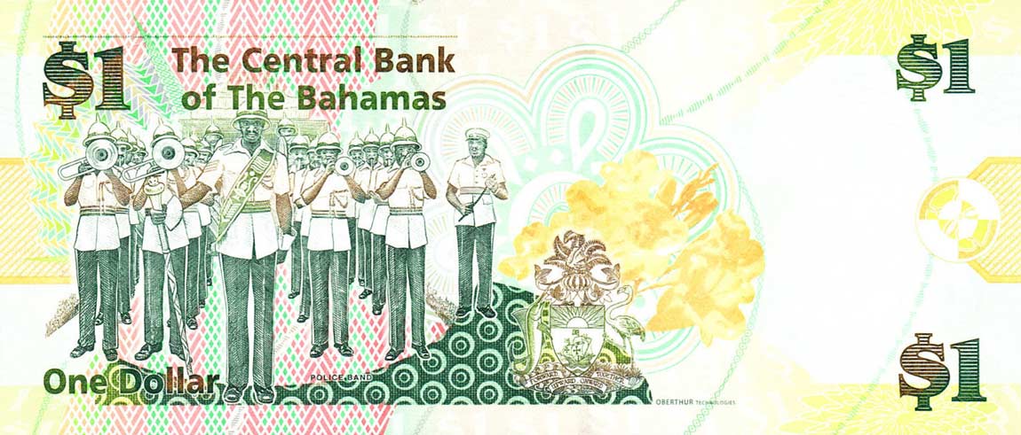 Back of Bahamas p71: 1  Dollar from 2008