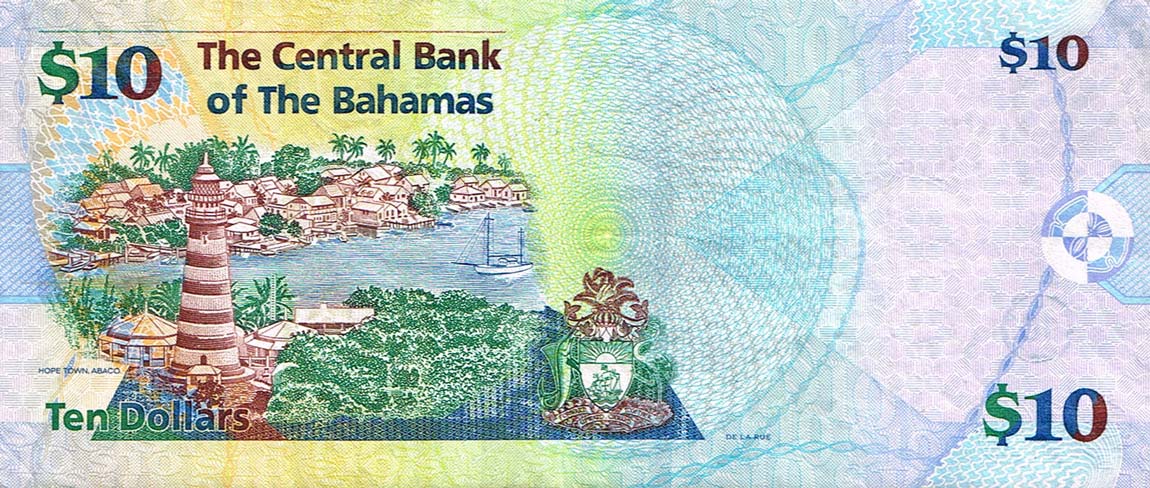 Back of Bahamas p73A: 10 Dollars from 2009