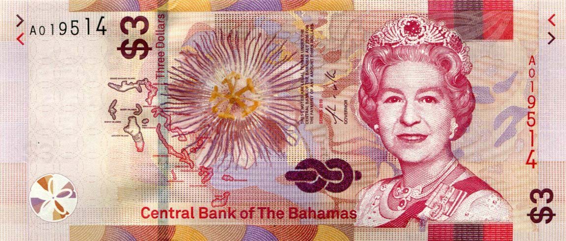 Front of Bahamas p78: 3 Dollars from 2019