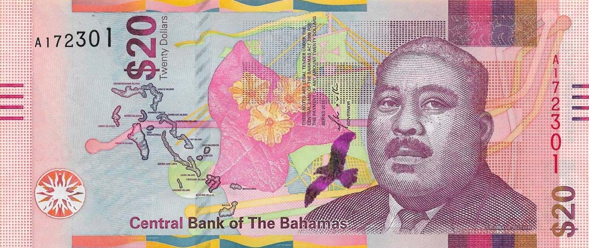 Front of Bahamas p80a: 20 Dollars from 2018