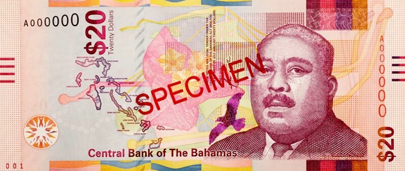 Front of Bahamas p80s: 20 Dollars from 2018