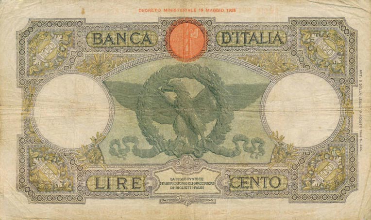 Back of Italian East Africa p2a: 100 Lire from 1938