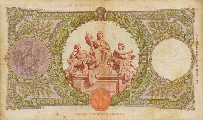 Back of Italian East Africa p3a: 500 Lire from 1938