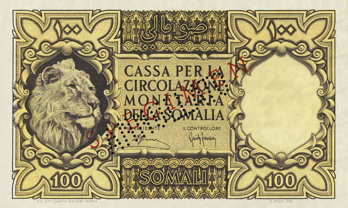 Front of Italian Somaliland p15s: 100 Somali from 1950