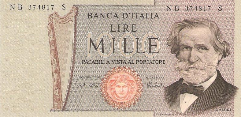 Front of Italy p101b: 1000 Lire from 1971