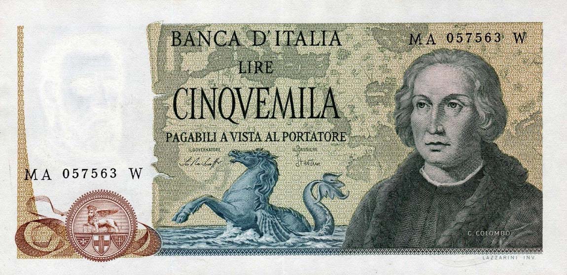 Front of Italy p102c: 5000 Lire from 1977