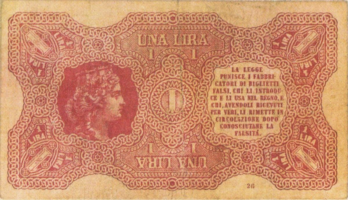 Back of Italy p10: 1 Lira from 1881