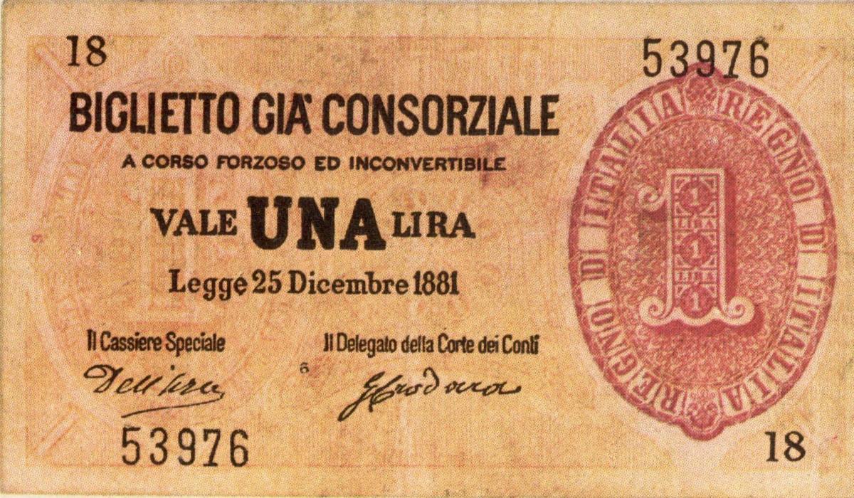 Front of Italy p10: 1 Lira from 1881