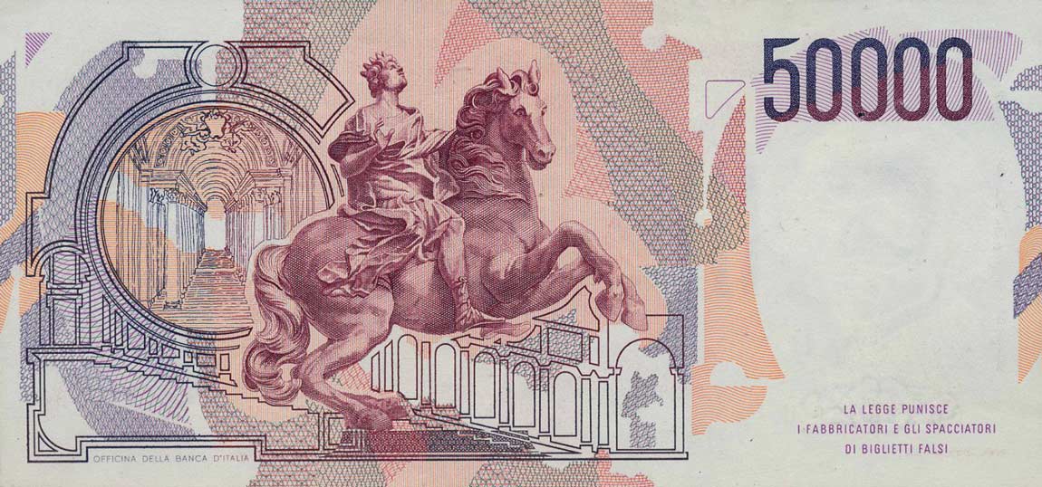 Back of Italy p113b: 50000 Lire from 1990