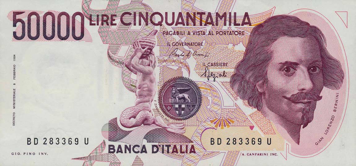 Front of Italy p113b: 50000 Lire from 1990