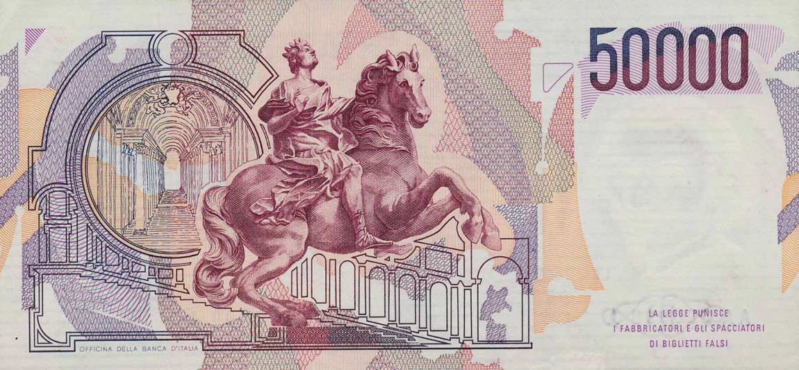 Back of Italy p113s: 50000 Lire from 1984