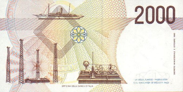 Back of Italy p115a: 2000 Lire from 1990