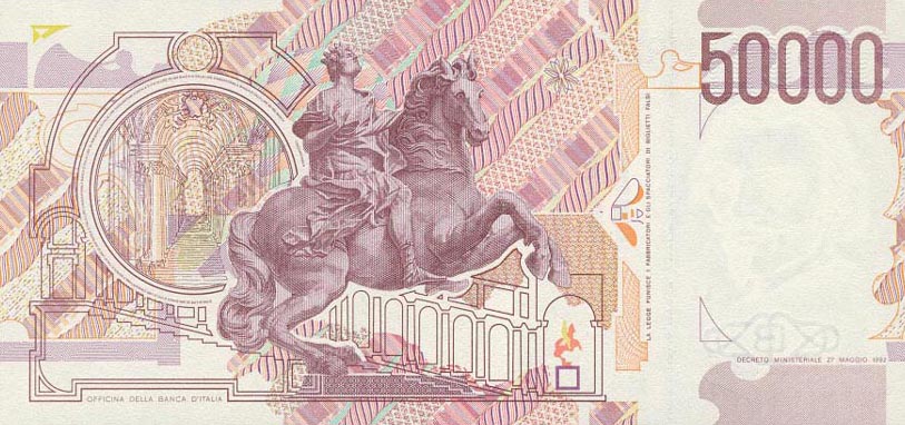 Back of Italy p116b: 50000 Lire from 1992