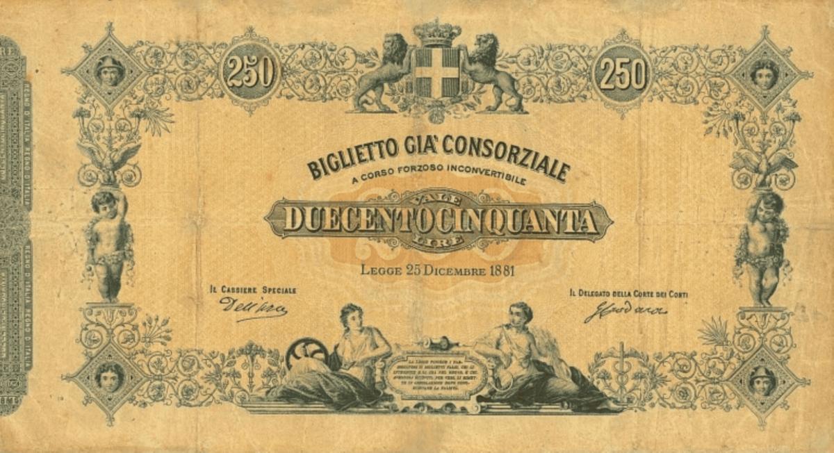 Front of Italy p16: 250 Lire from 1881