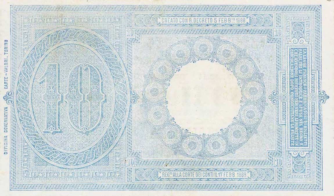 Back of Italy p20f: 10 Lire from 1915