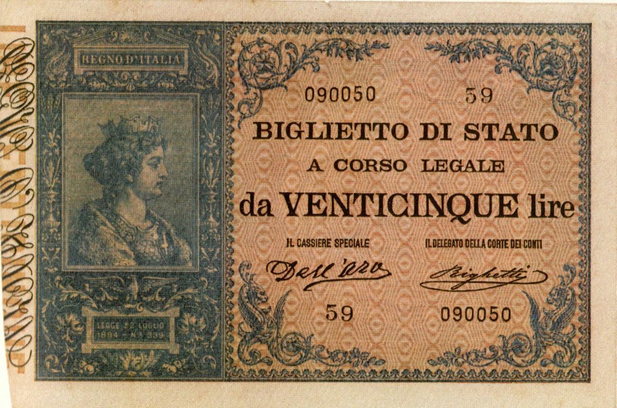 Front of Italy p21: 25 Lire from 1895