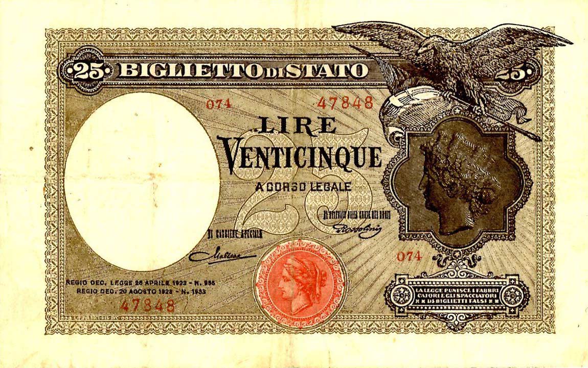 Front of Italy p24a: 25 Lire from 1923