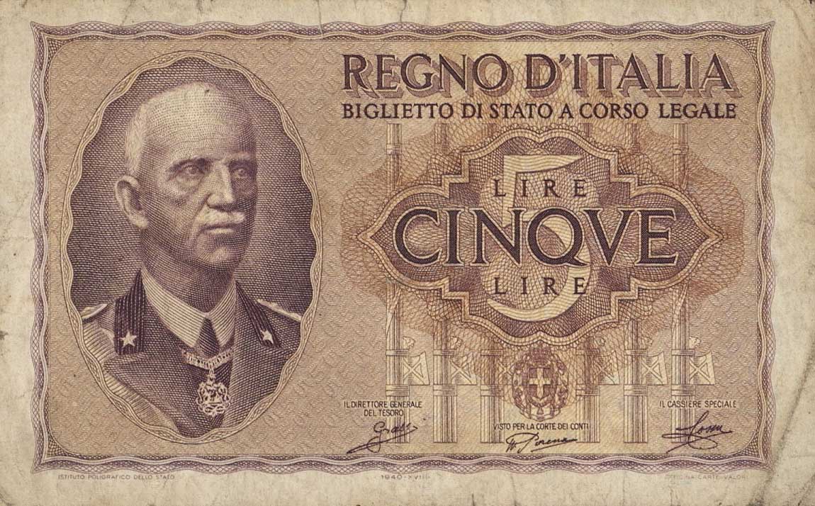 Front of Italy p28: 5 Lire from 1940