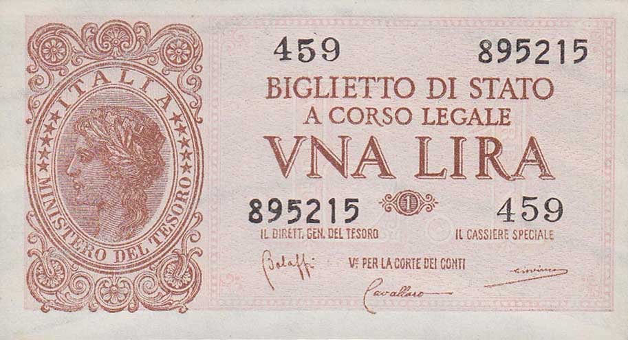 Front of Italy p29b: 1 Lira from 1944