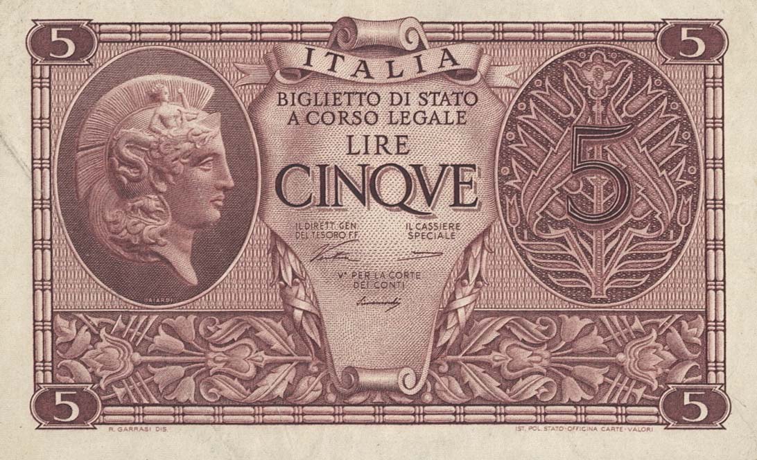 Front of Italy p31a: 5 Lire from 1944