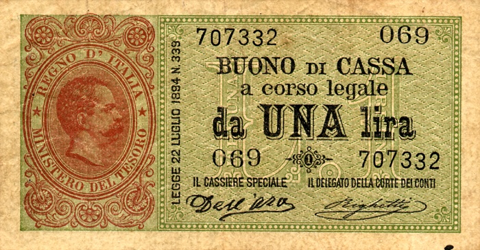 Front of Italy p34: 1 Lira from 1894