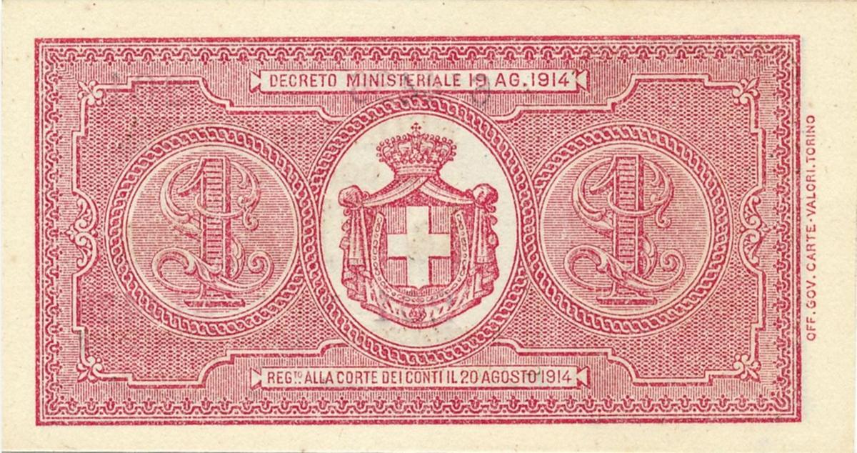 Back of Italy p36c: 1 Lira from 1921