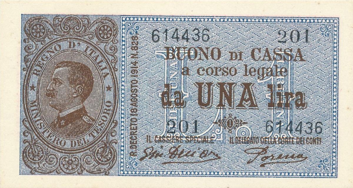 Front of Italy p36c: 1 Lira from 1921