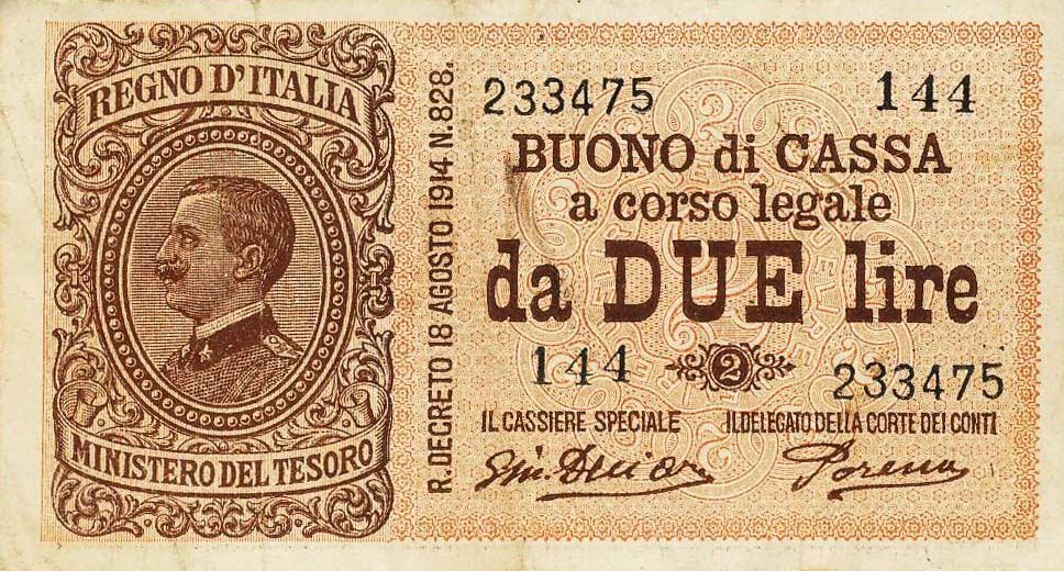 Front of Italy p37c: 2 Lire from 1920