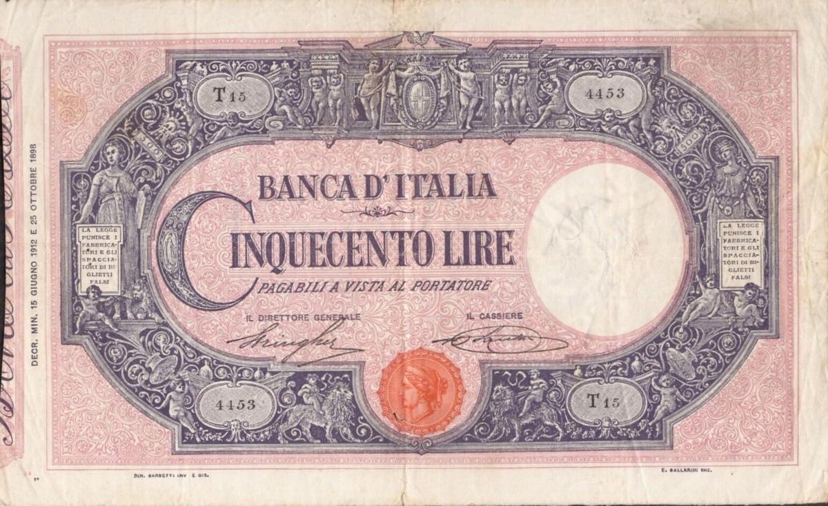 Front of Italy p40d: 500 Lire from 1910