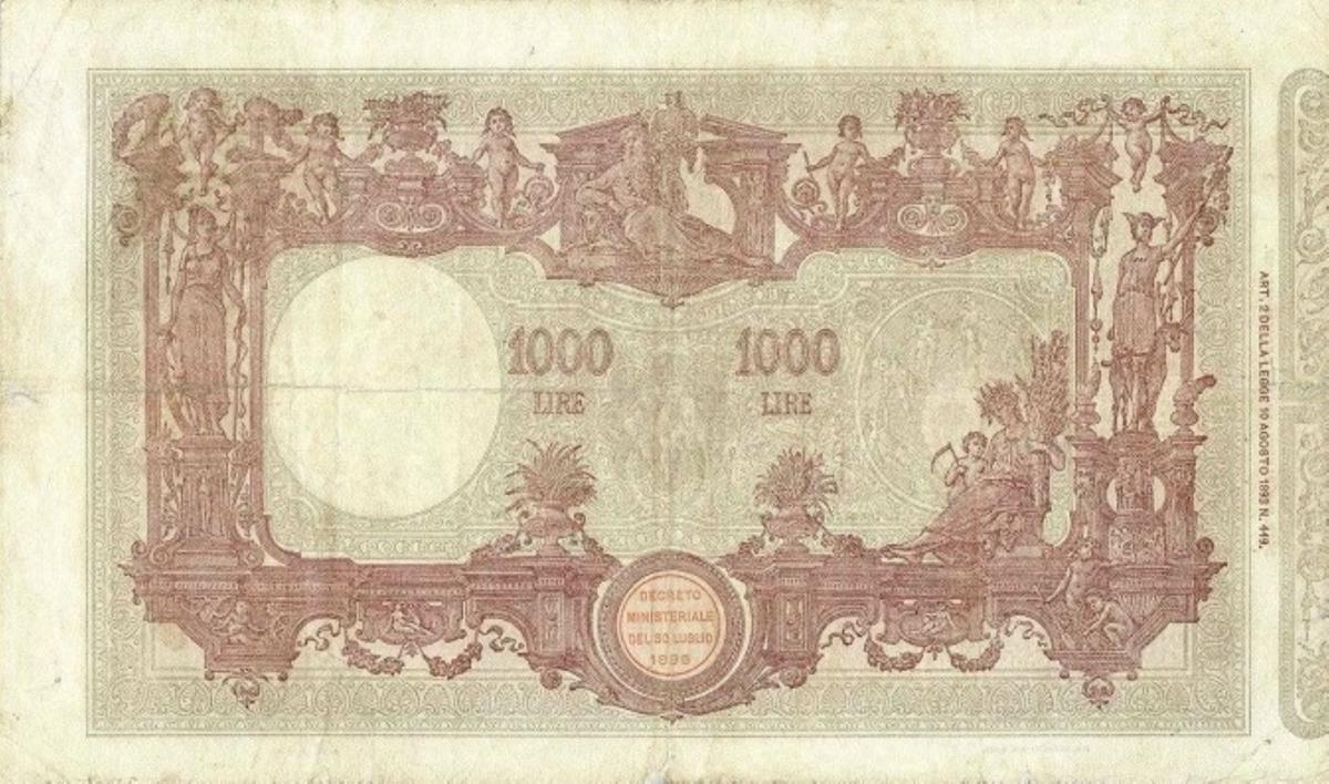 Back of Italy p41a: 1000 Lire from 1897