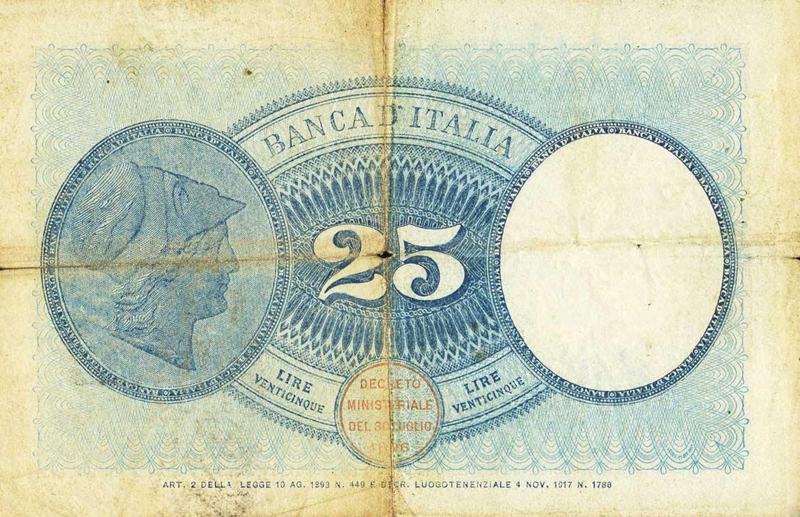 Back of Italy p42a: 25 Lire from 1918