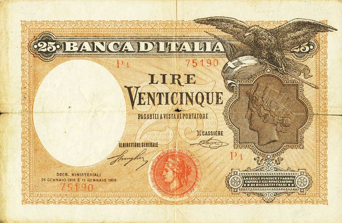 Front of Italy p42a: 25 Lire from 1918