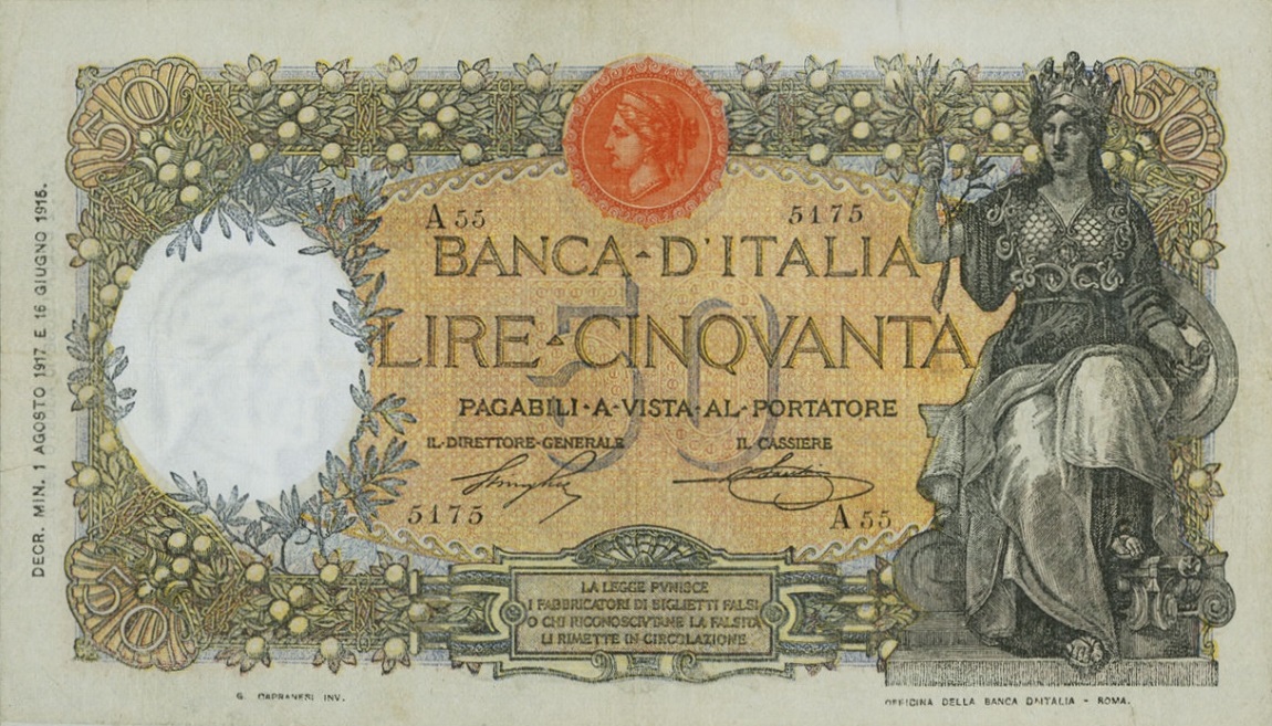 Front of Italy p43a: 50 Lire from 1915
