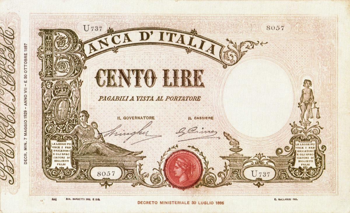 Front of Italy p48b: 100 Lire from 1930