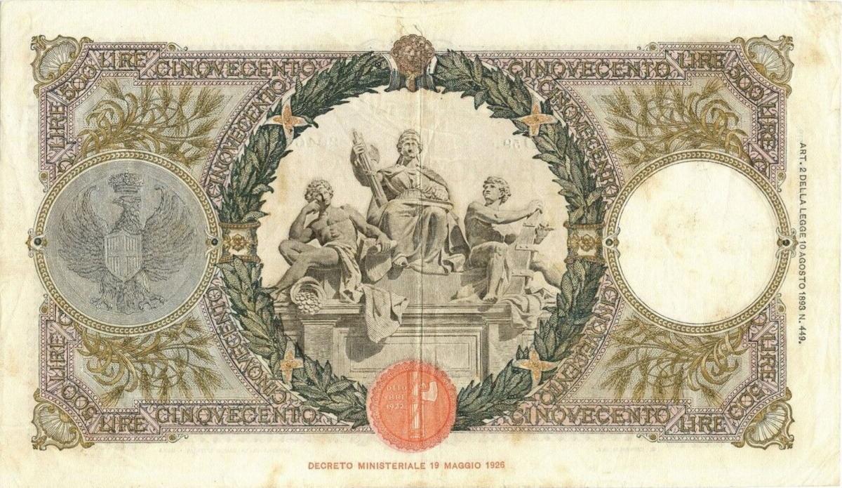 Back of Italy p51a: 500 Lire from 1926