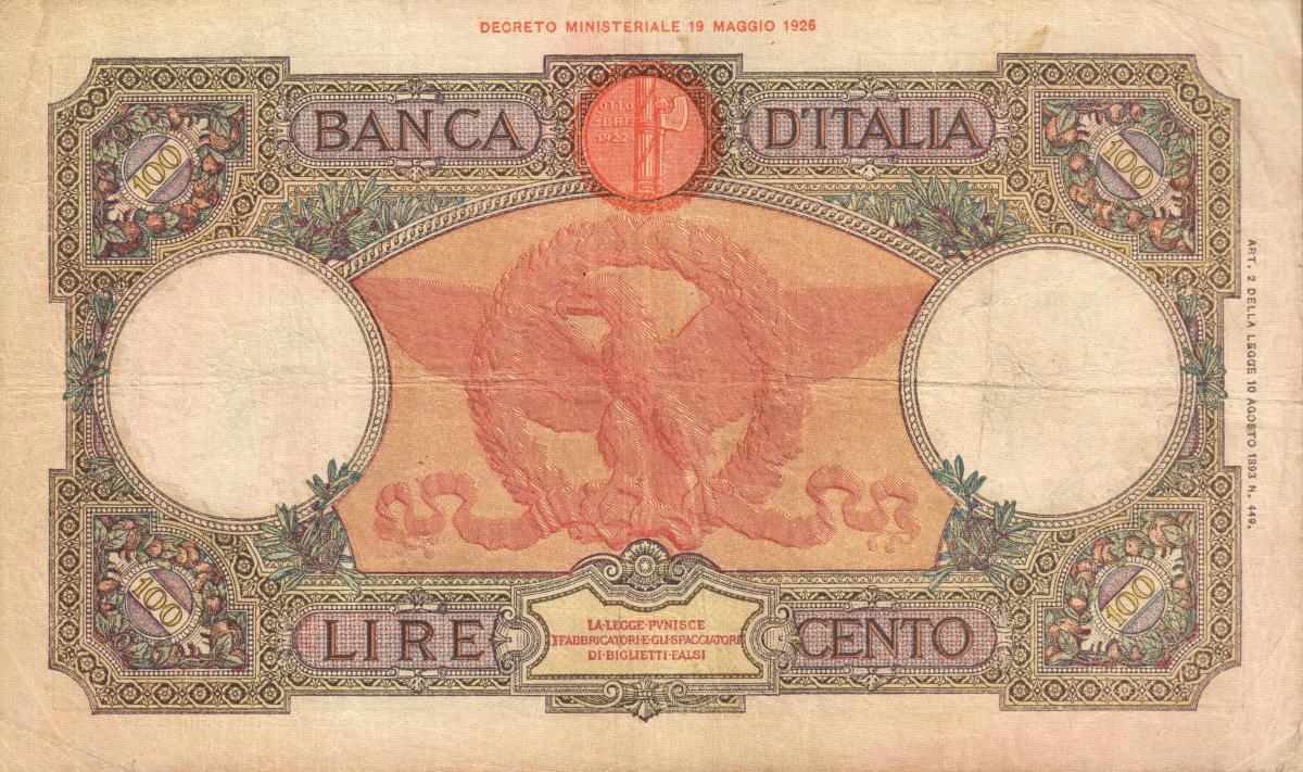 Back of Italy p55a: 100 Lire from 1931