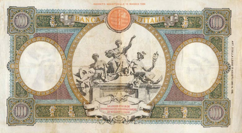 Back of Italy p56c: 1000 Lire from 1938