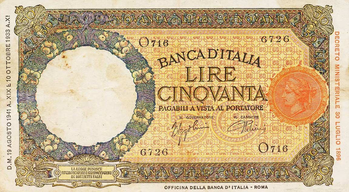 Front of Italy p57: 50 Lire from 1941