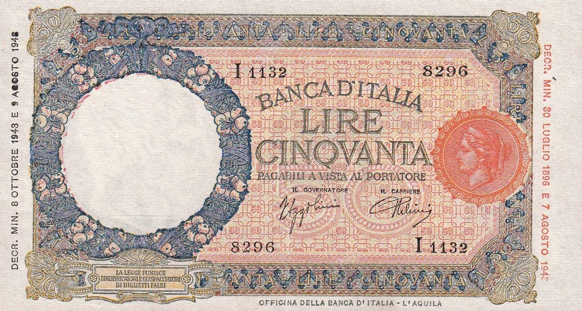 Front of Italy p66: 50 Lire from 1943