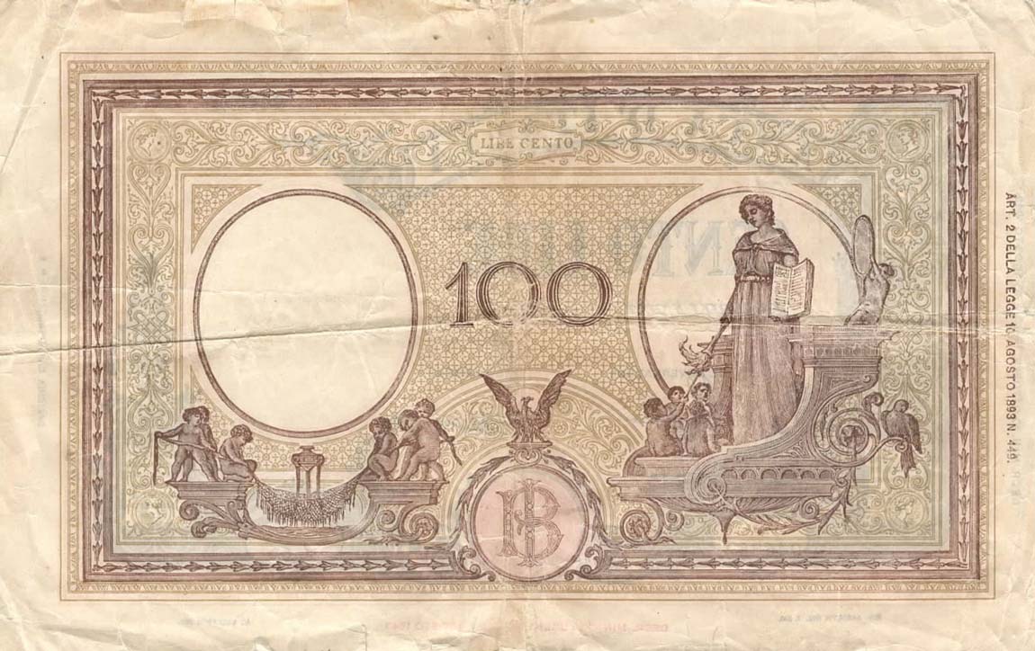 Back of Italy p67b: 100 Lire from 1944