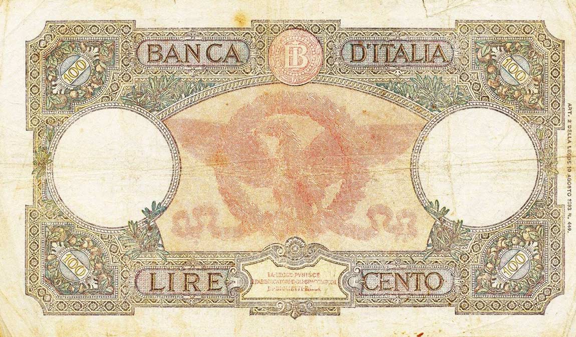 Back of Italy p68: 100 Lire from 1943