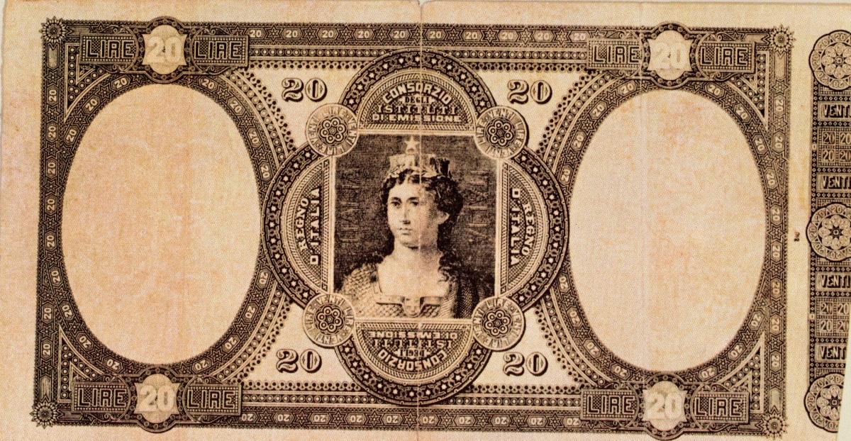 Back of Italy p6: 20 Lire from 1874