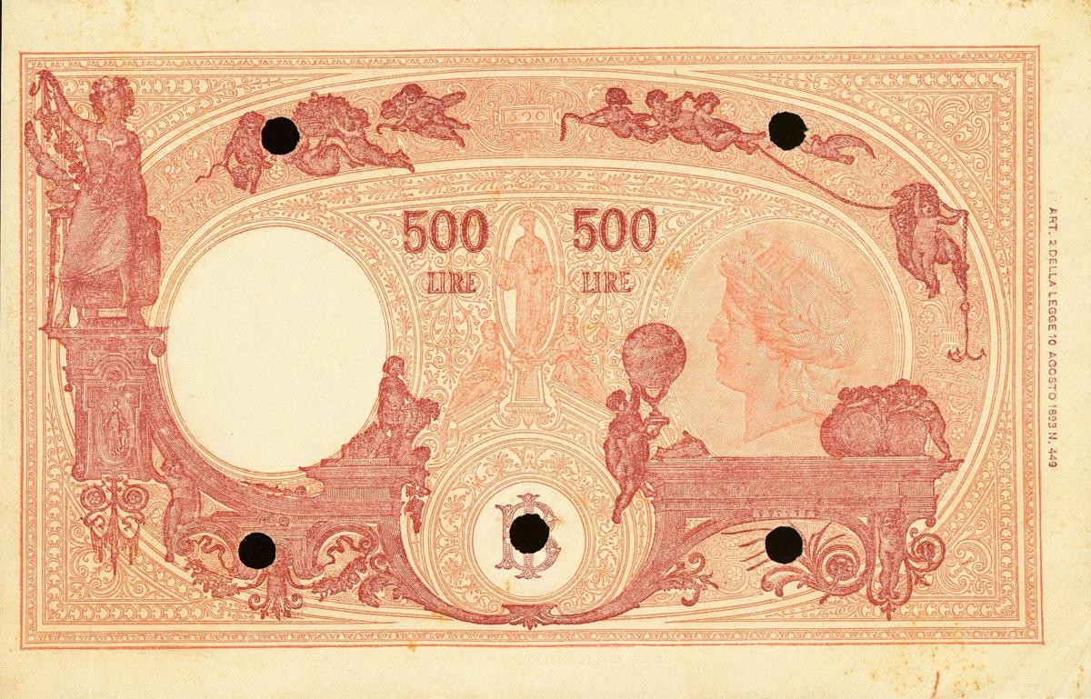 Back of Italy p70s: 500 Lire from 1943