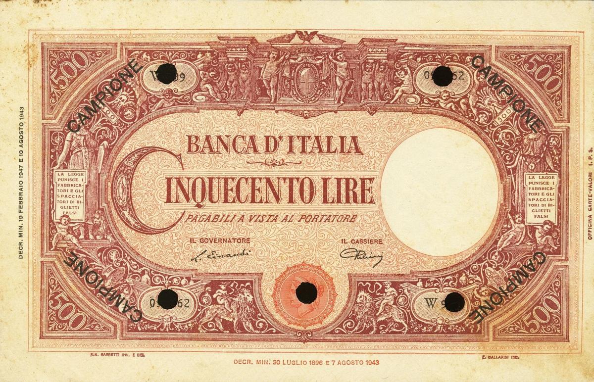 Front of Italy p70s: 500 Lire from 1943