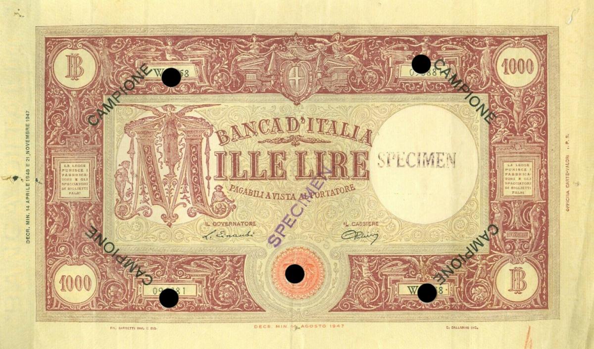 Front of Italy p72s: 1000 Lire from 1943