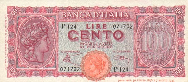 Front of Italy p75a: 100 Lire from 1944