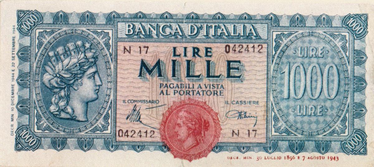 Front of Italy p77a: 1000 Lire from 1944