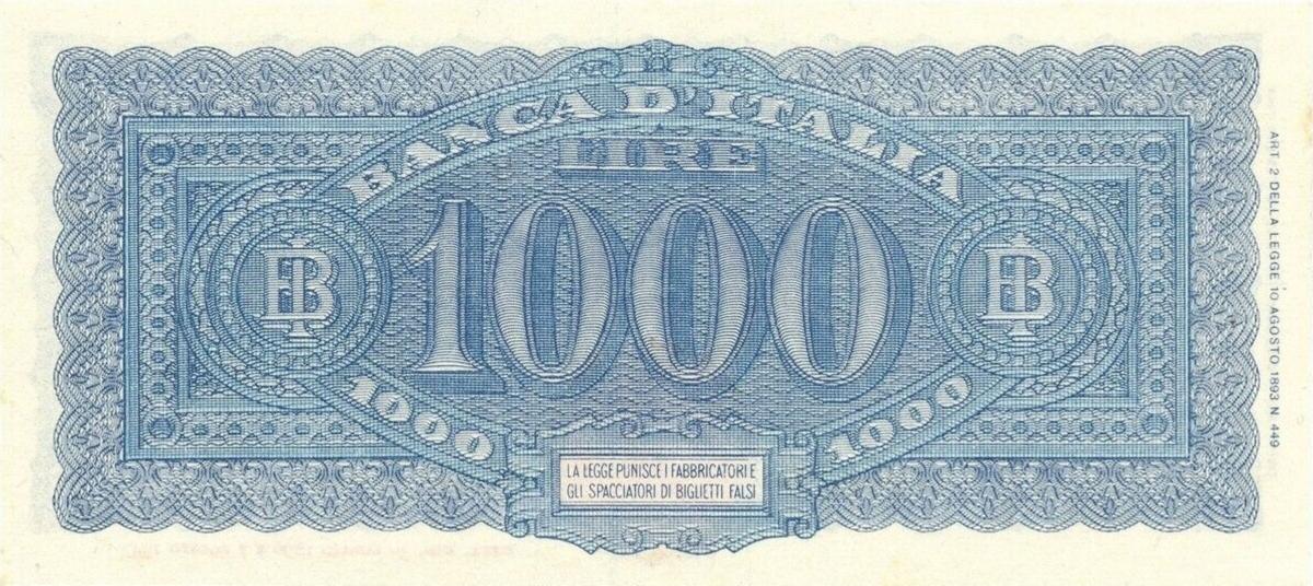 Back of Italy p77r: 1000 Lire from 1944