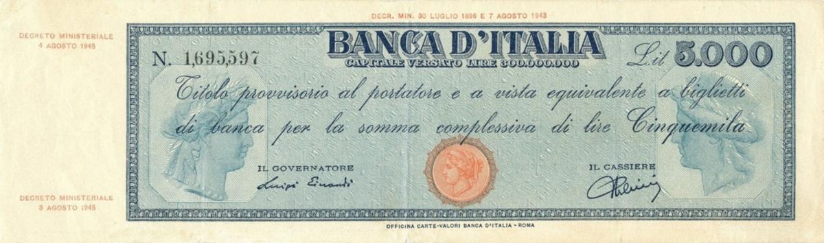 Front of Italy p78a: 5000 Lire from 1945