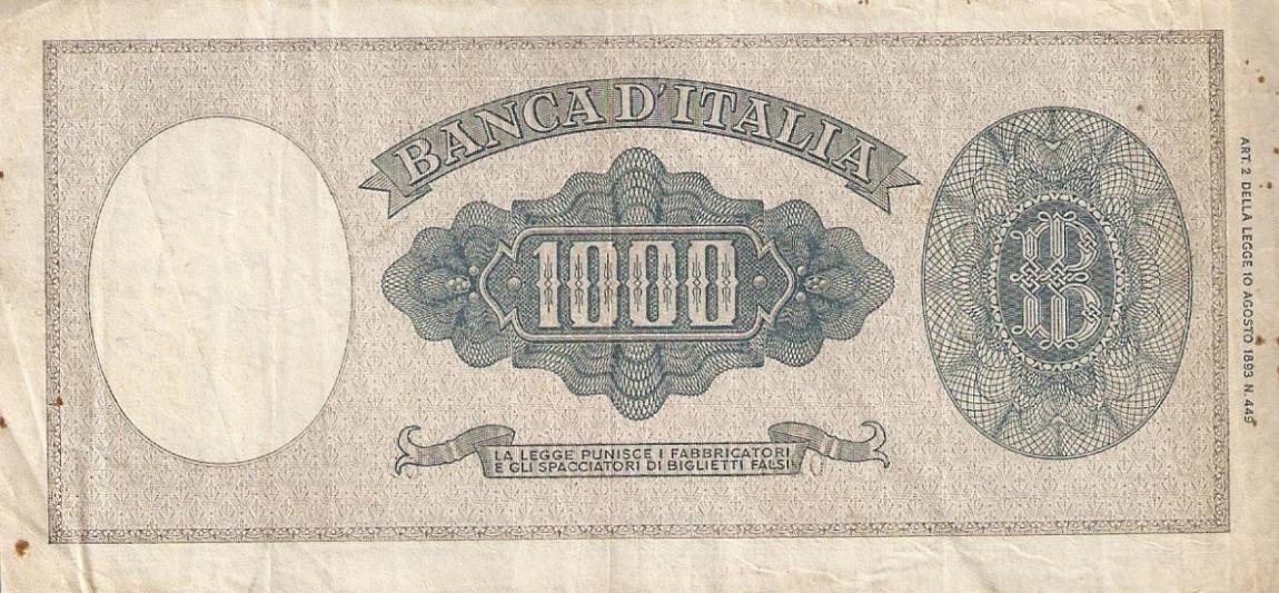 Back of Italy p82a: 1000 Lire from 1947